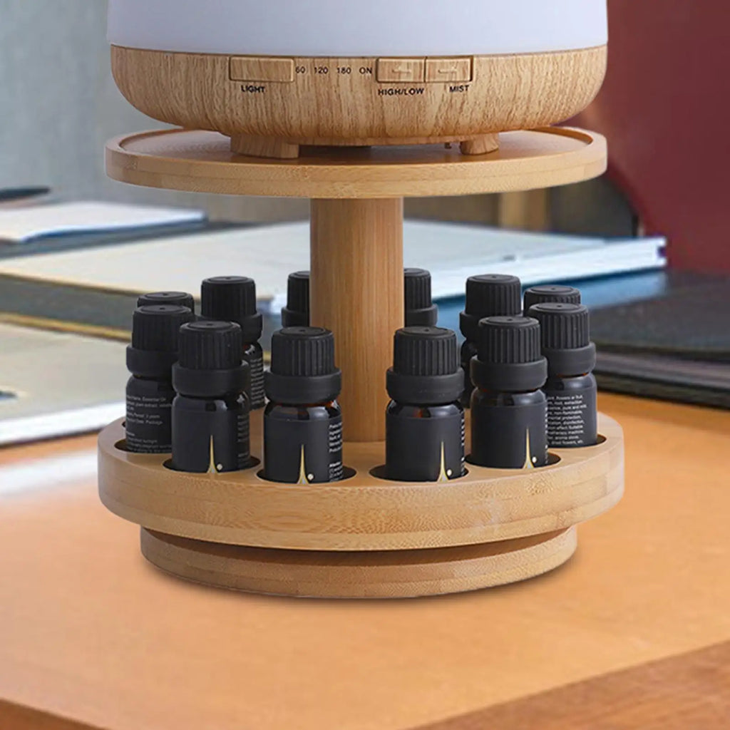 Oil Display Stand Wooden Fragrance Rack Cosmetic Perfume 2 Tier Shelf