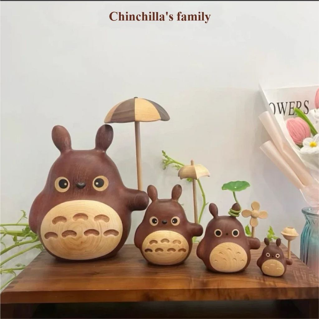 Solid Wood Totoro Windmill Music Box – Clockwork Gift Décor