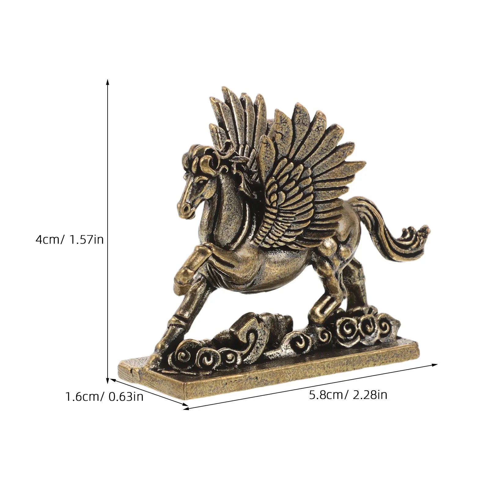 Brass Horse Sculpture Classic Running Winged Statue Chinese Zodiac