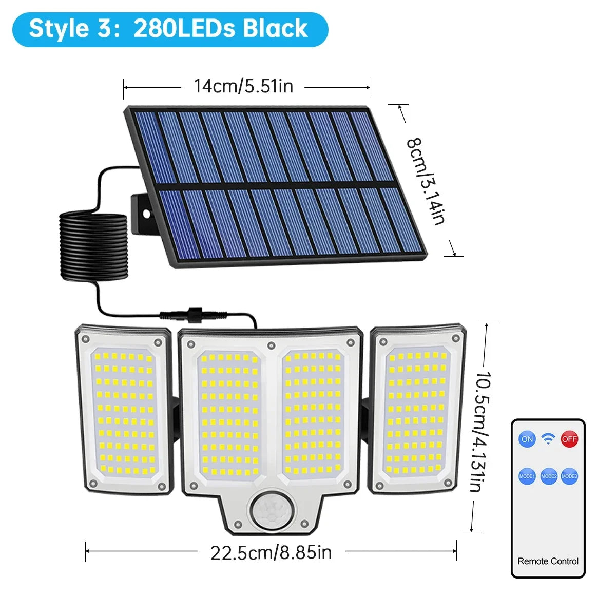 Outdoor Solar Lights with Sensor Floodlights Waterproof Super Bright Solar Lamp for Door Shed Patio Barn Garden Garage Zpaxo 280LED China Mainland
