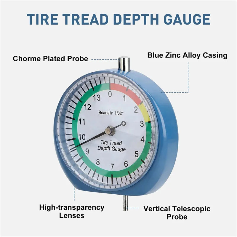 Dial Tire Tread Depth Gauge – Car, Truck & Motorcycle