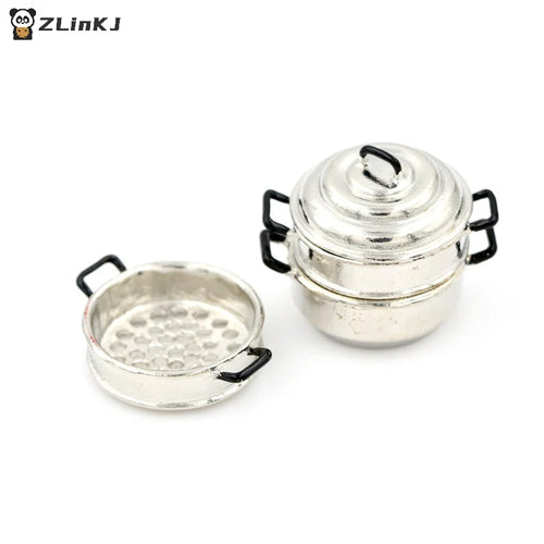 ▶1:12 Dollhouse Kitchen Decoration Toys Miniature Metal Cooking 3 Tier Steamer Toys Zpaxo