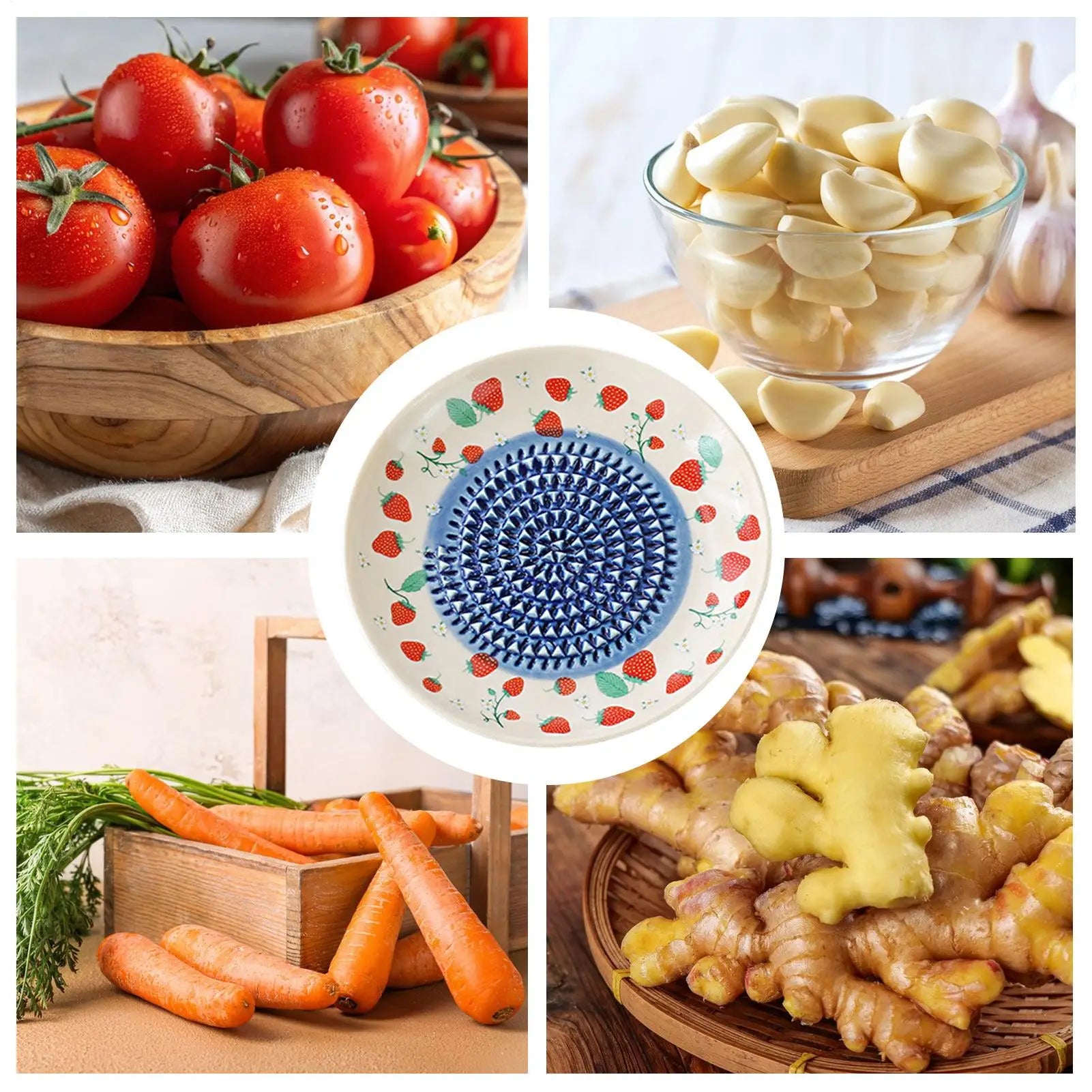 Garlic Grater Plate Manual Ceramic Fruit Pattern Bowl Dish Ginger