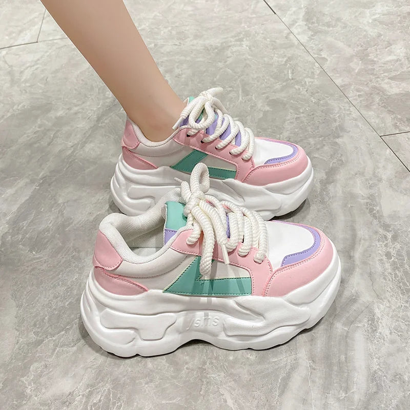 Women Autumn Fashion Hidden Heels Sports Dad Shoes Spring Platform Zpaxo