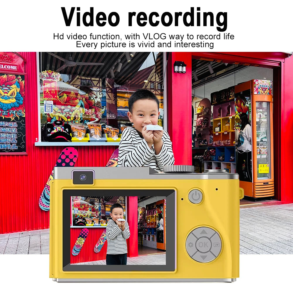 New 4K CCD 8X Digital Zoom Digital Camera for Student 48MP Compact Digital Photography Camera 180 Flip Screen Selfile Camera Zpaxo