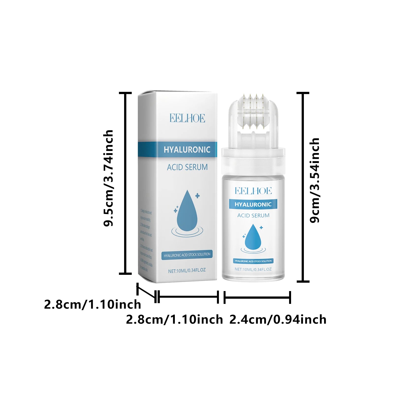 Hyaluronic Acid Serum Micro Roller 0.25mm Micro Needle Essence Hydrating Brightening Smooth Pore Refining Beauty Facial Skin Car Zpaxo 1Pcs
