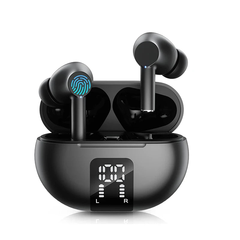 Wireless Earphone Bluetooth 5 3 Headphone 60H Playback LED Power Zpaxo Black
