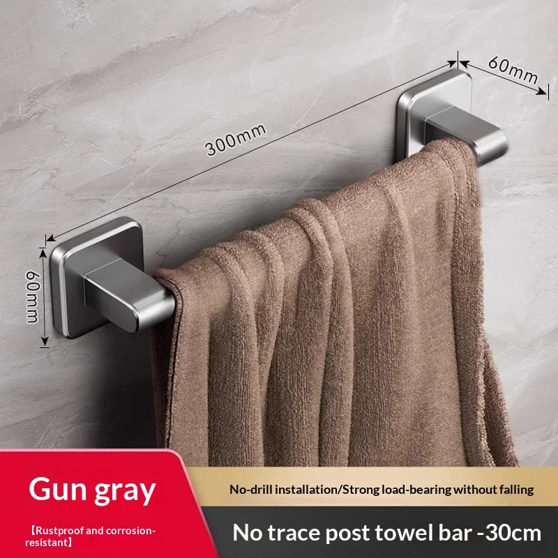 No-Drill Towel Rack 30/40/50cm – Wall-Mounted Bathroom Bar Wall Towel Rack Zpaxo Grey 30cm