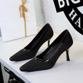 Womens Black Satin Pointed Toe Heel Pumps Patent Trim Elegant Zpaxo 322 Black 35(insole 22.1cm) China Mainland