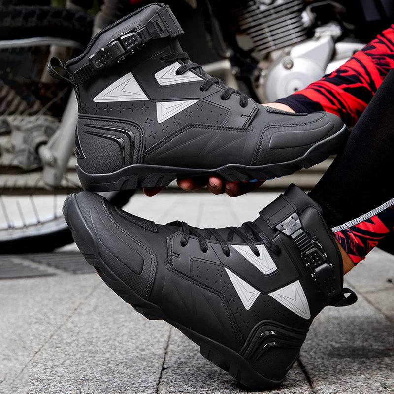 Lexsan Motorcycle Boots Men Leather Motos Breathable Anti Slip