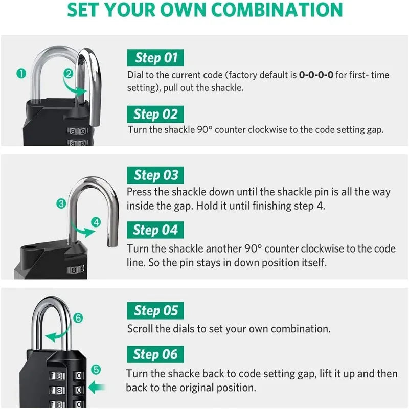 4-Digit Resettable Combination Padlock – Waterproof Heavy Duty Combination Padlock Zpaxo