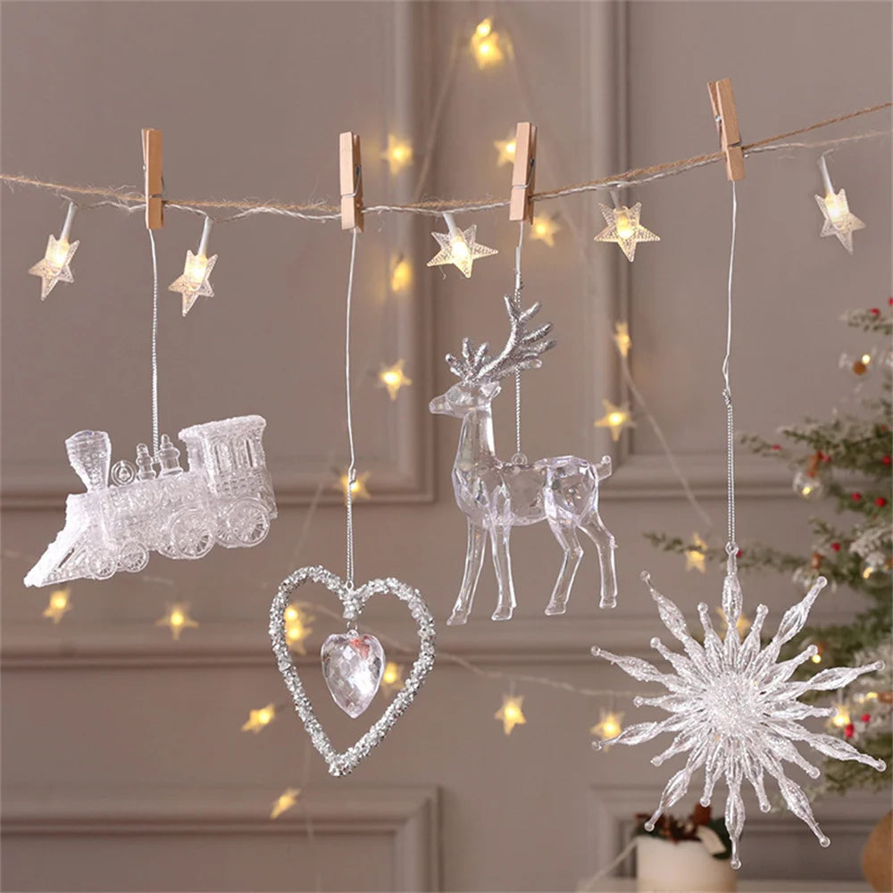 3D Crystal Snowflake Christmas Tree Hanging Ornaments 2025