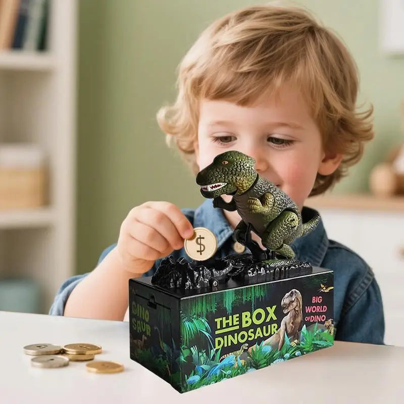 Electronic Bank Dinosaur Statue Cash Box Musical Money Boys Girls Zpaxo
