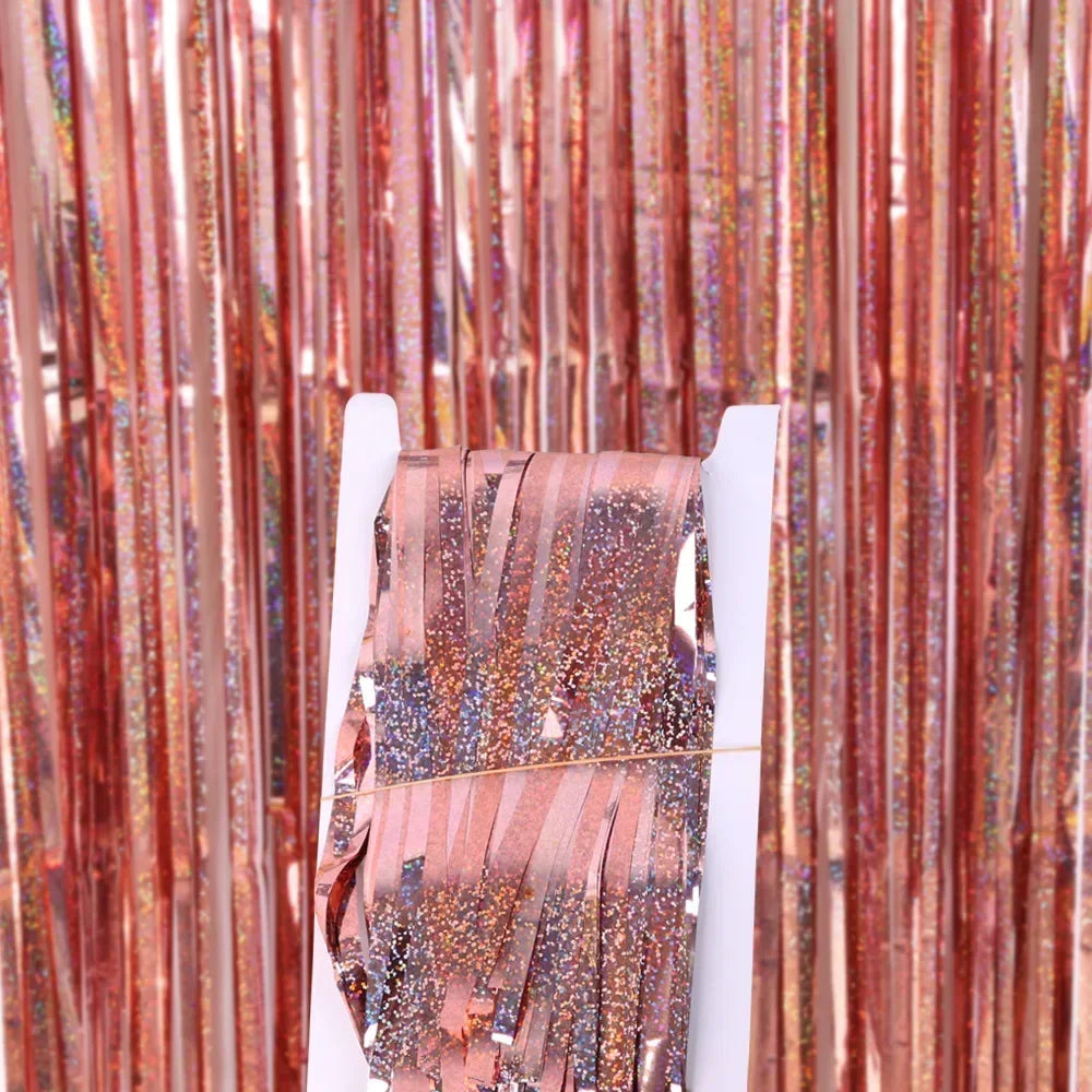 Gold Foil Curtain Fringe Pink Backdrop Party Back Drop Photo Booth