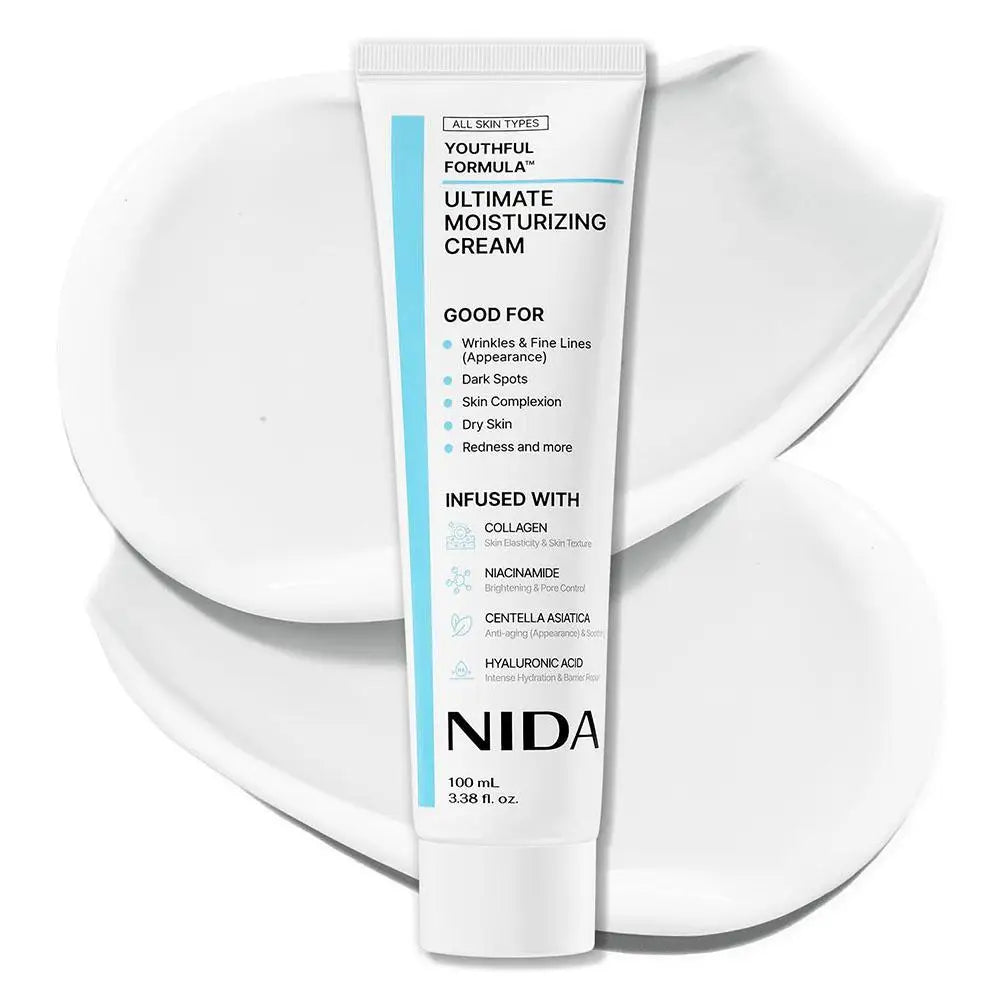 NIDA Moisturizing Cream Multi-Action Rejuvenating Face Cream Repairs Damage Ultimate Cream For All Skin Types Korean Skin Care Zpaxo white