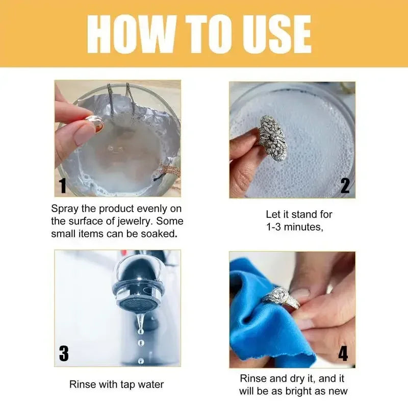 Jewelry Cleaner Silver Jewelry Necklace Ring Clean Polishing Spray Ring Care Washing Fluid Multi-Function Cleaner silver cleaner Zpaxo