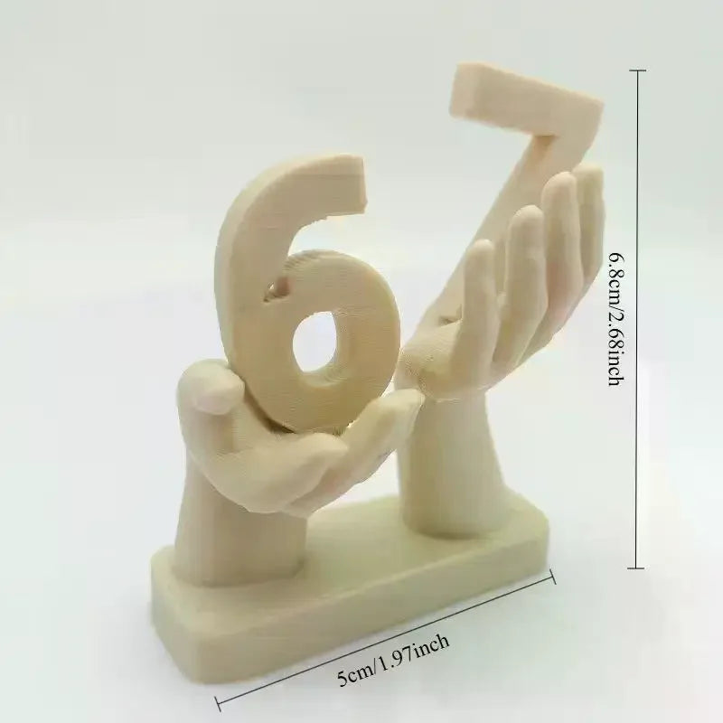 3D Printed Figurine Holding Digital Italian Brain Rot Math 67 Funny Zpaxo