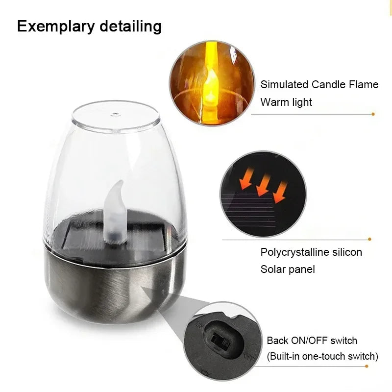 Solar Candles Wine Glass Lights Outdoor Waterproof LED Lawn Courtyard Zpaxo
