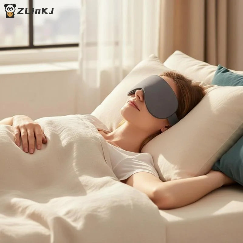 ▶Ice Silk Eye Mask Adjustable Warm Cool Dual Use Breathable Sleep Mask For Travel And Comfortable Light Blocking Zpaxo