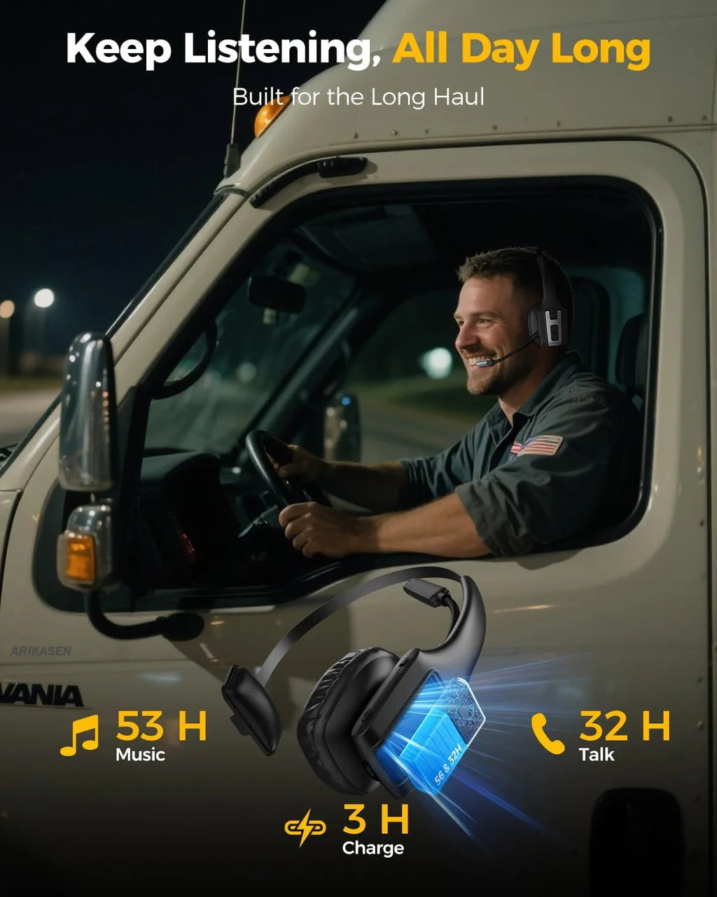 Trucker Bluetooth Headset Wireless Headphones Microphone Noise