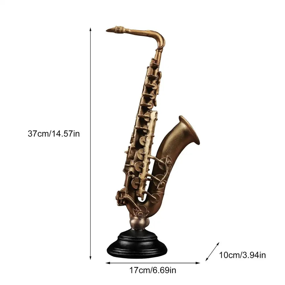 Instrument Figurines Gold Simulation Collectible Statue Miniature Saxophone Violin Statue with Stand for Collector Musician Home Zpaxo A China Mainland