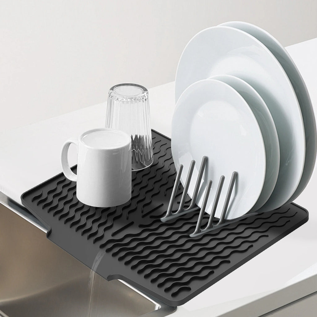 Silicone Dish Drying Mat Heat Resistant Silicone Drying Mat Reusable Nonslip Dish Drying Pad for Countertop Dishes Utensils 2025 Zpaxo