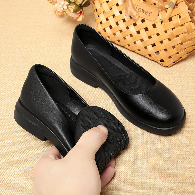 Low Heel Round Toe Work Shoes Black Single Professional Formal Zpaxo