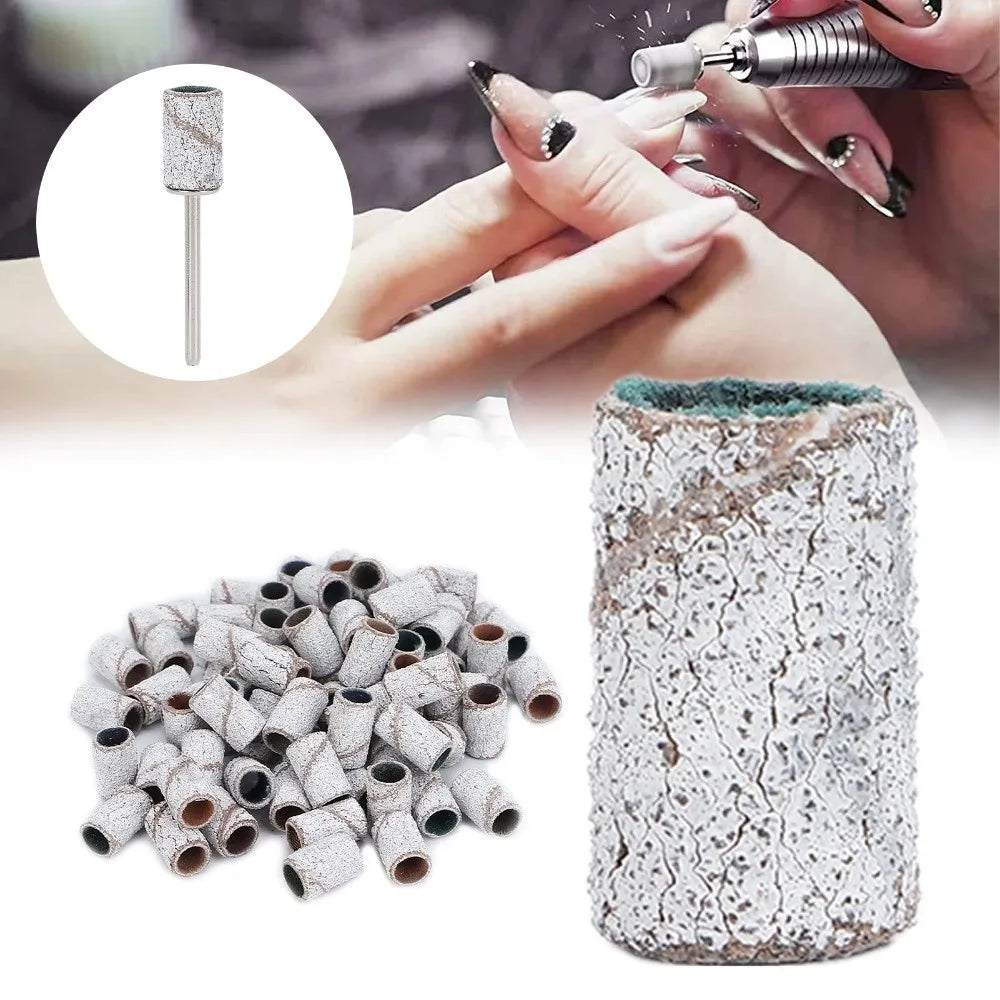 Professional White Nail Art Sanding Bands Cylindrical Drill Gel Zpaxo