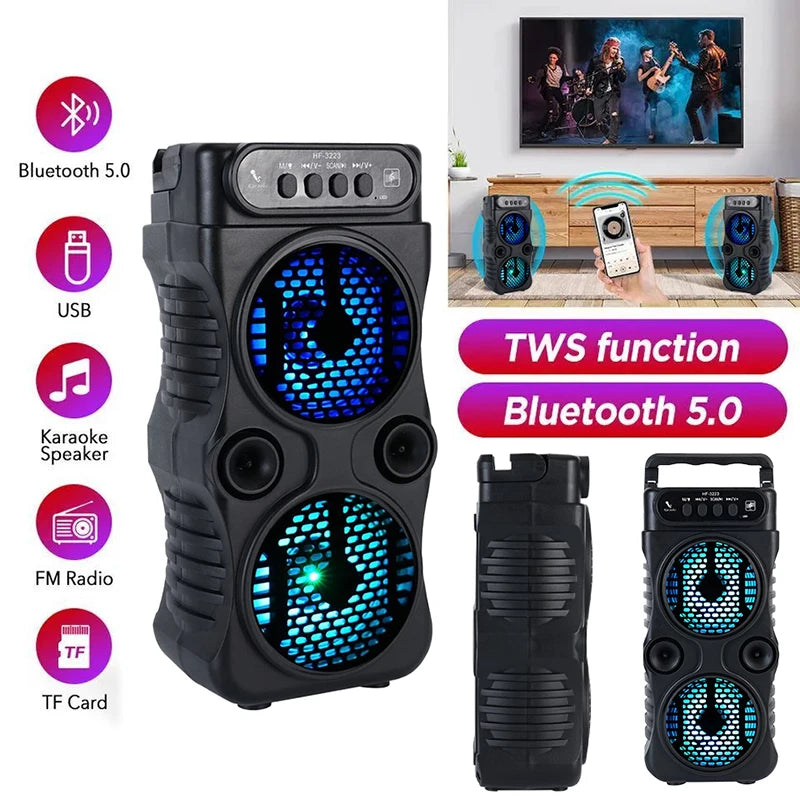 Compact Portable Outdoor Wireless Speaker Dual 3 Inches Music Bass Zpaxo