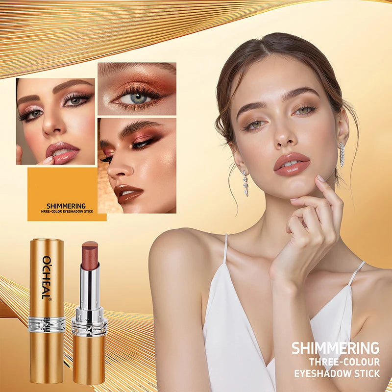 Shiny Three Eye Shadow Stick Waterproof Smooth Natural Makeup