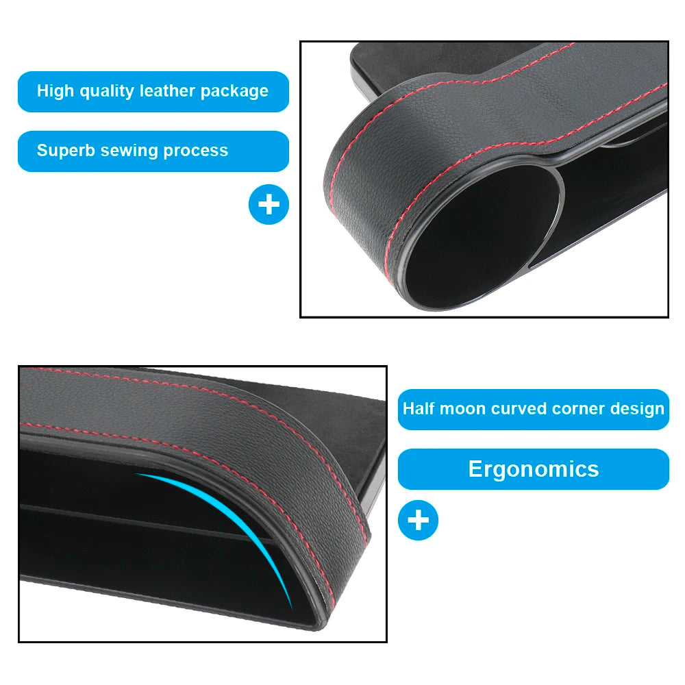 Car Organizer Leather Seat Gap Storage Box Slit Charging Hole