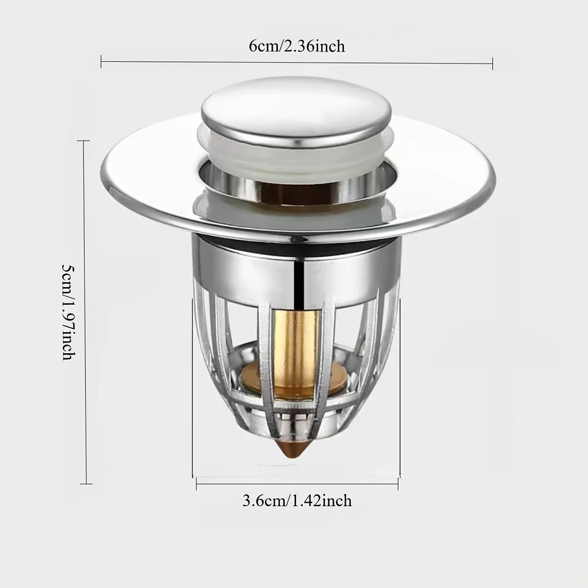 Universal Rebound Drain Plug Filter Basin Pop-up Chrome Sink Hair