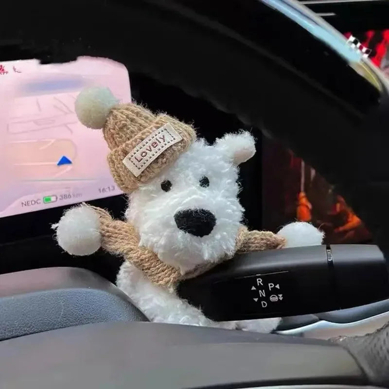 Car Dog Plush Toy Car Dashboard Decoration Switch Cover Automotive Interior Accessory In-Car Center Console Ornament