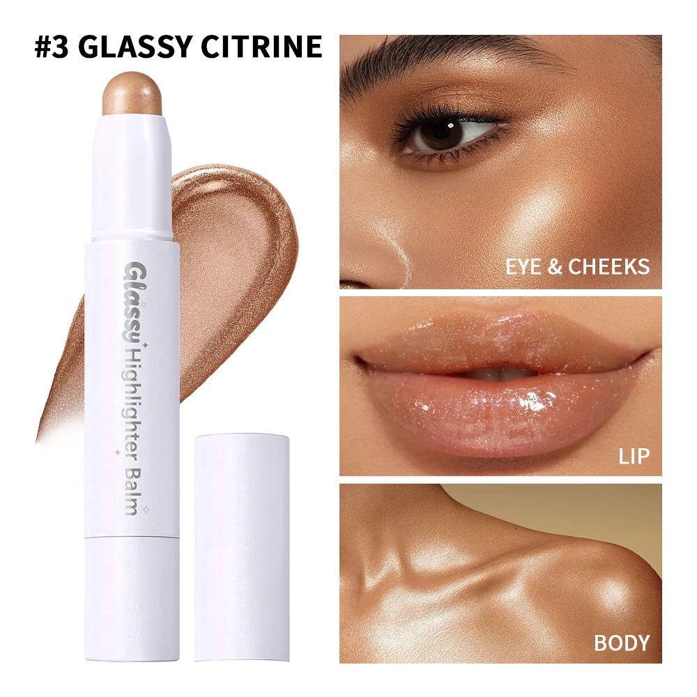 Glassy Highlighter Balm Stick – Lips, Eyes, Cheeks & Body Highlighter Balm Stick Zpaxo