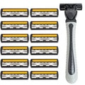 Men's Stainless Steel Shaver with Three Layer Blade Reusable Imported Razor Professional Barber Shaving Tools Zpaxo grey