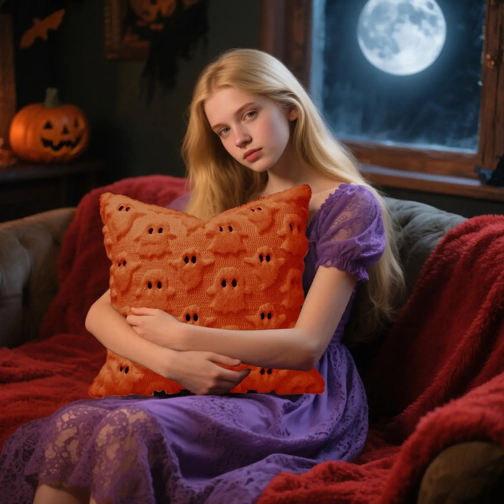Halloween Pillow Covers 45x45cm Ghost Plush Pillowcase Soft Decor