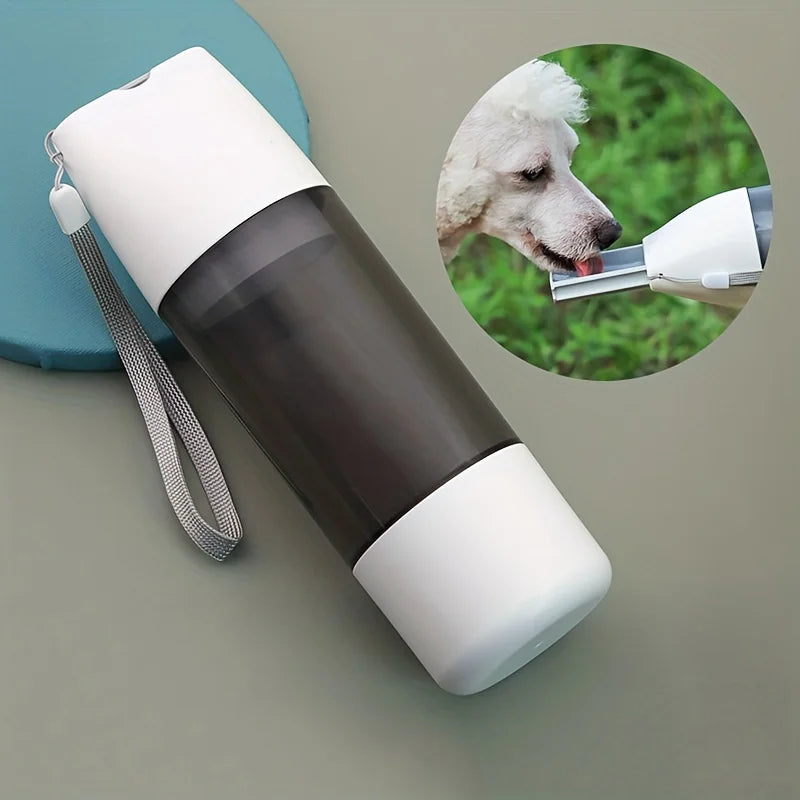 Portable Dog Water Bottle Travel Cup 2-in-1 Outdoor Drinking Feeding