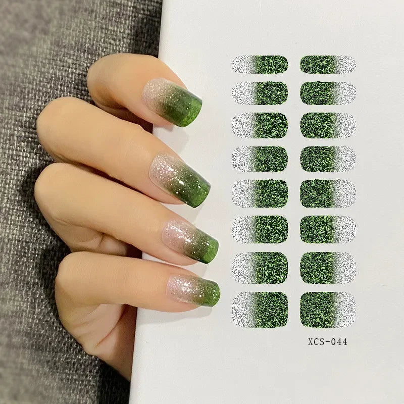 53 Colors Nail Polish Stickers Pure Strips Waterproof Adhesive Full