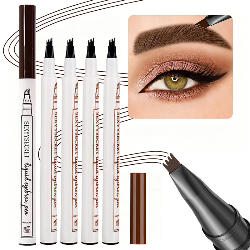 4 Splitted Head Liquid Eyebrow Pencil Outline Wild Eyebrow Long Lasting Waterproof High Pigmented Brow Makeup Pen Cosmetics Zpaxo