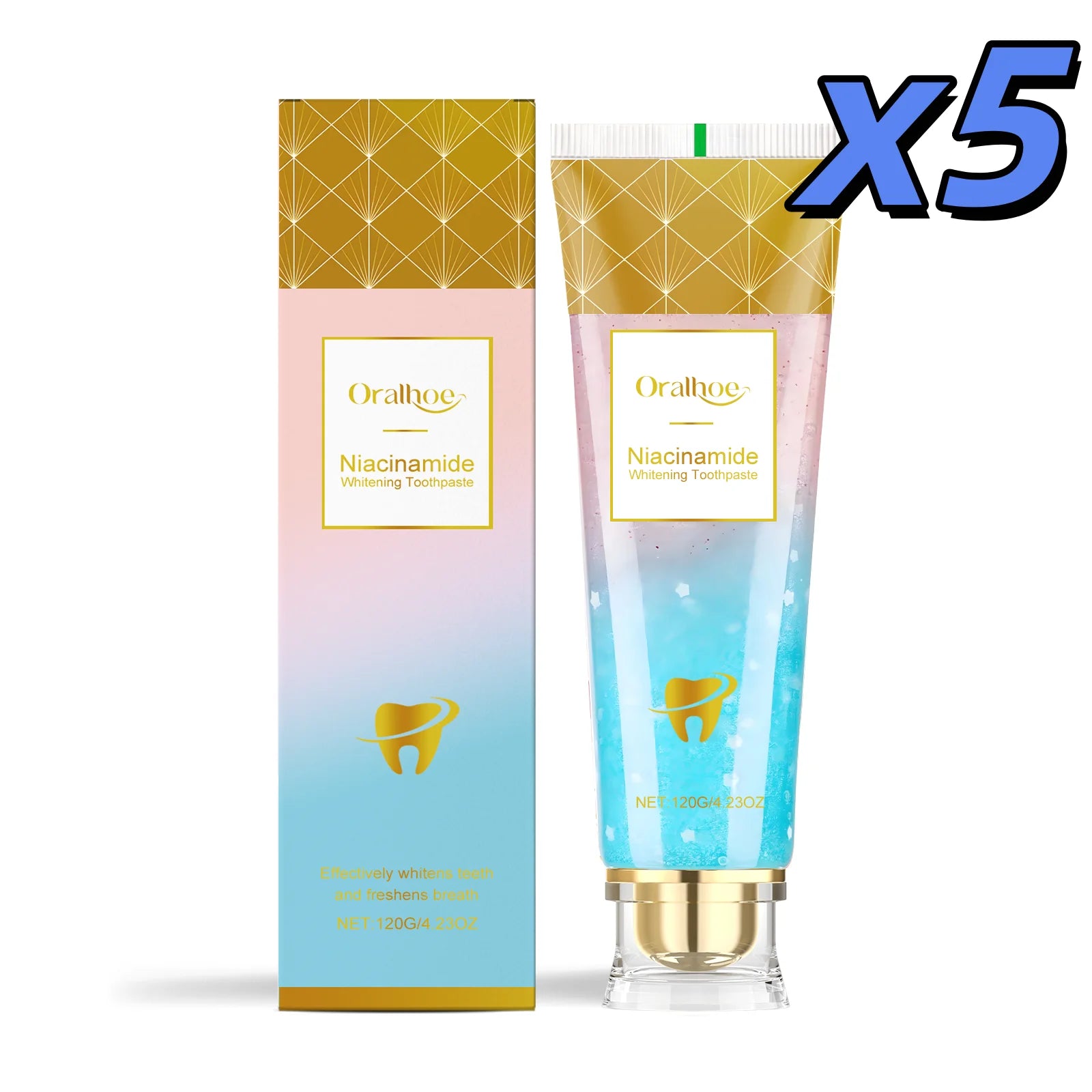 Oralhoe Nicotinamide Whitening Toothpaste – Remove Plaque Whitening Toothpaste Zpaxo 100g X 5pcs