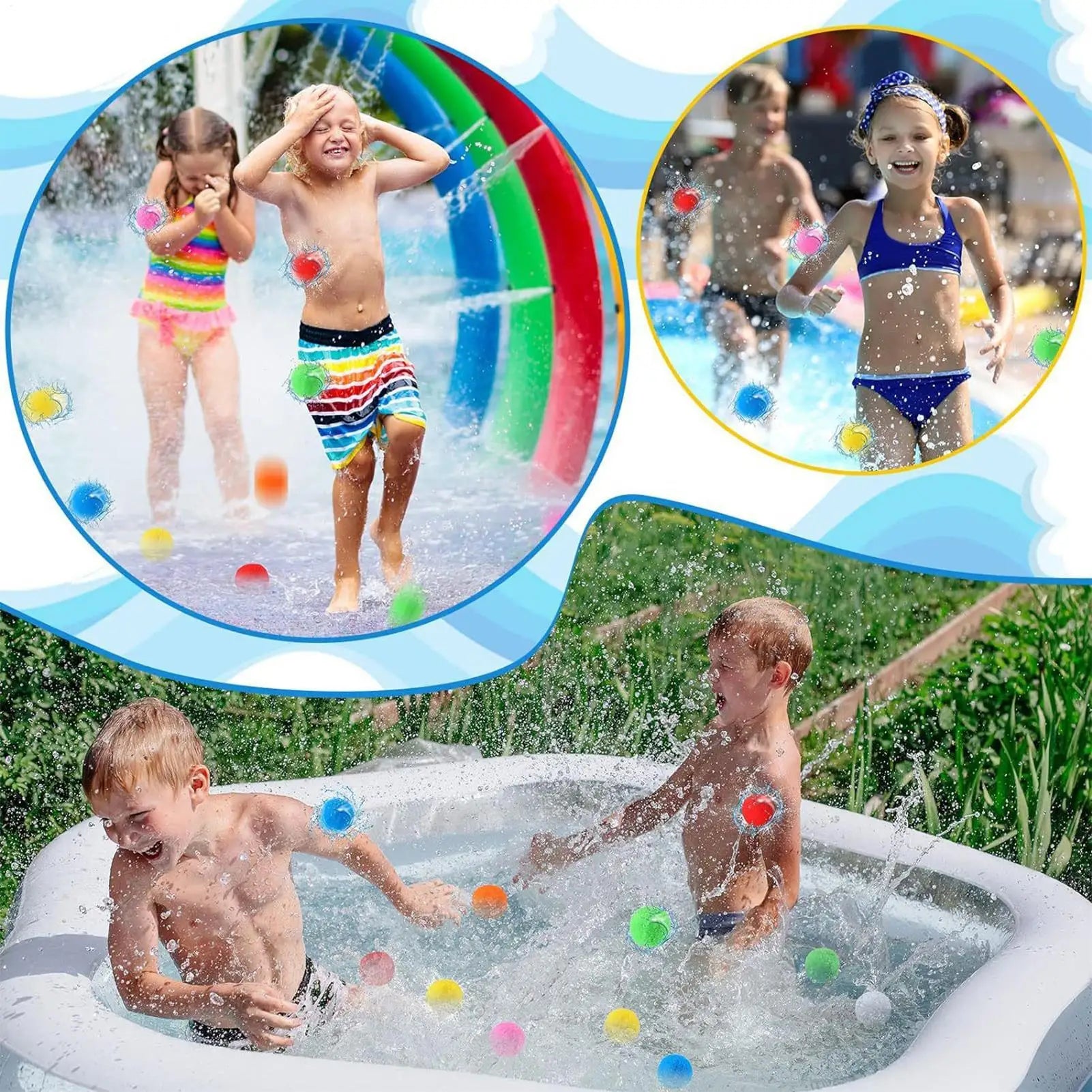 Water Balls 60 Pieces Soft Fun Colorful Soakers Soft Soaker Balls For Outdoor Outside Backyard Lawn Beach Pool Grass Garden Park Zpaxo
