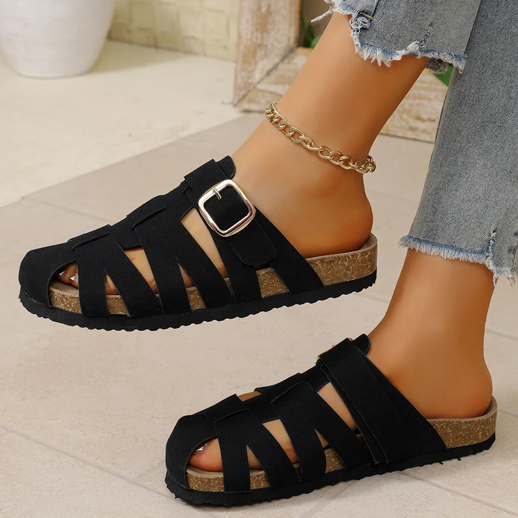 Women Slippers 2025 Large Flat Bottom Summer Roman Sandals Outdoor Zpaxo