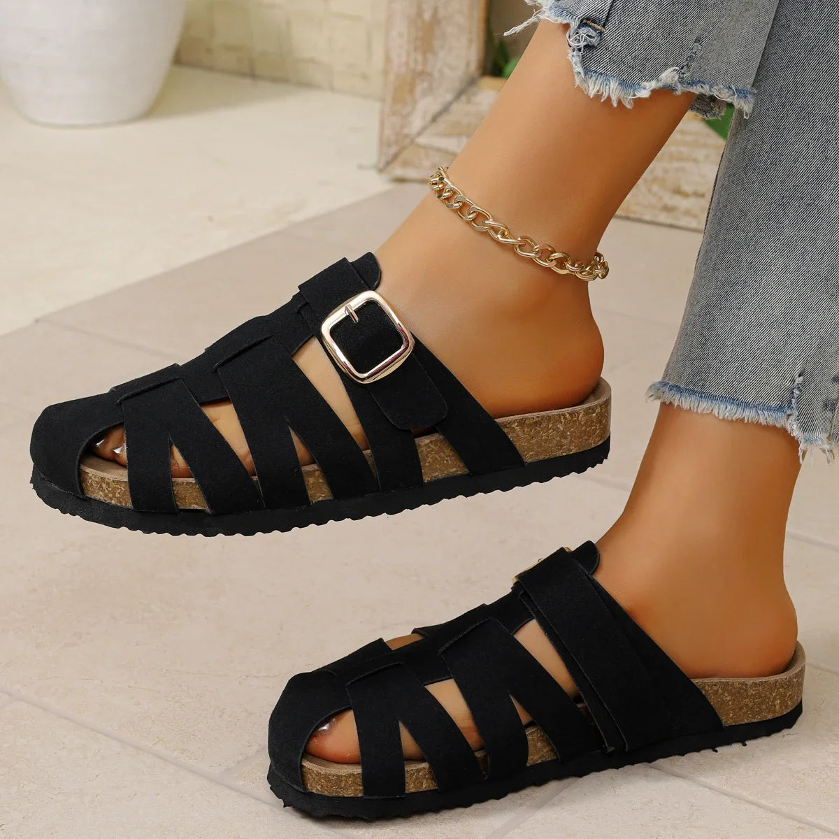 Women Slippers 2025 Large Flat Bottom Summer Roman Sandals Outdoor Zpaxo