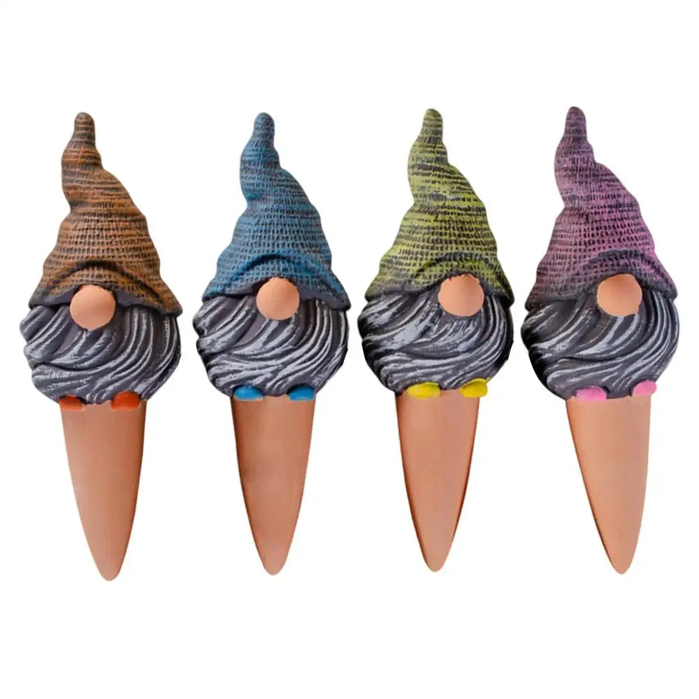Gnome Self-Watering Spikes – 4-Pack Terracotta Plant Waterer Self-Watering Spikes Zpaxo Set