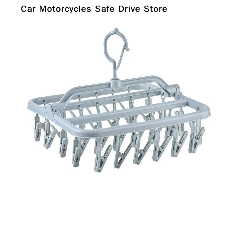 MFoldable Plastic Laundry Drying Rack 32 Clips 360 Rotating Hook