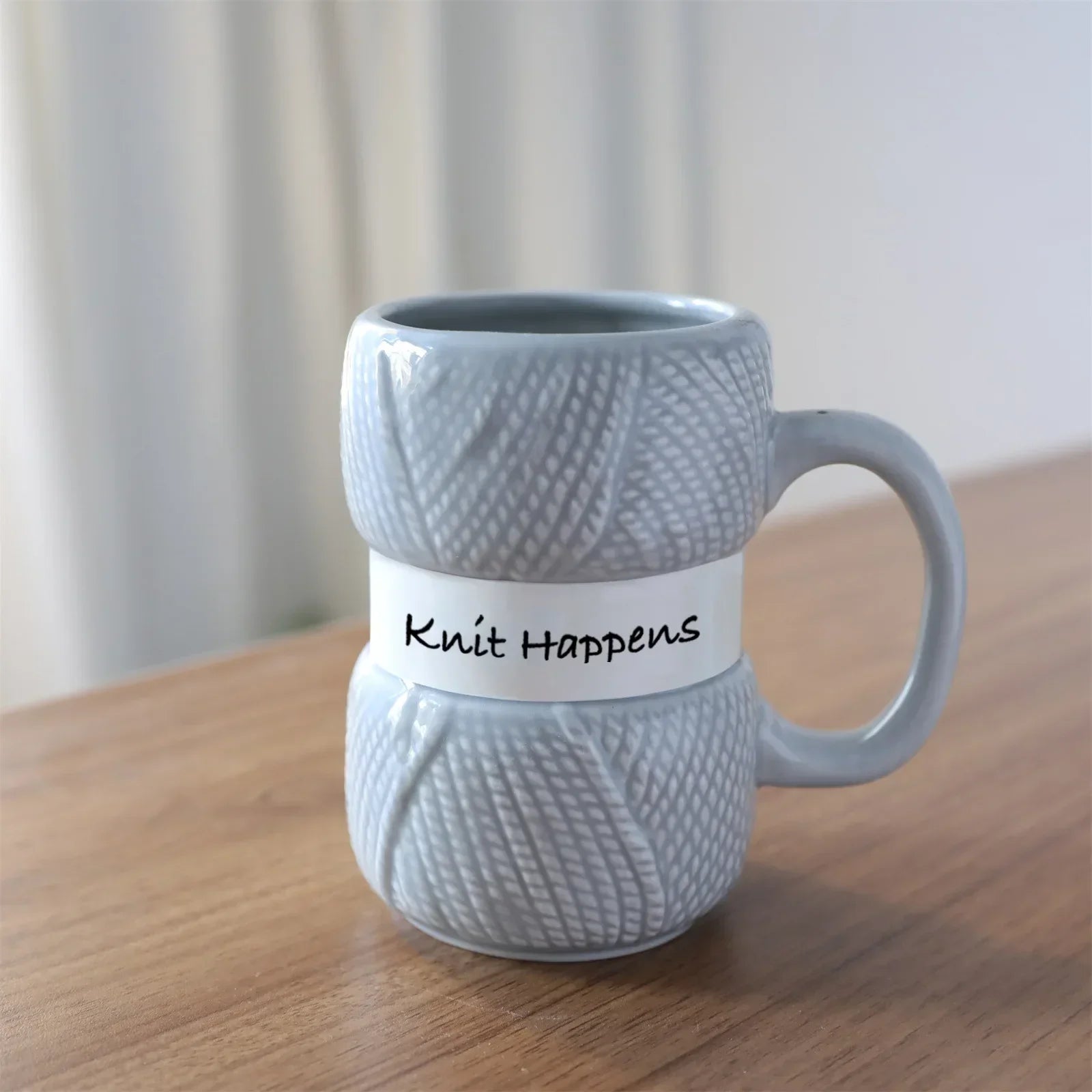 Knit Style Ceramic Coffee Mug – Cute Gift Tea Cup Ceramic Coffee Mug Zpaxo 301-400ml Gray