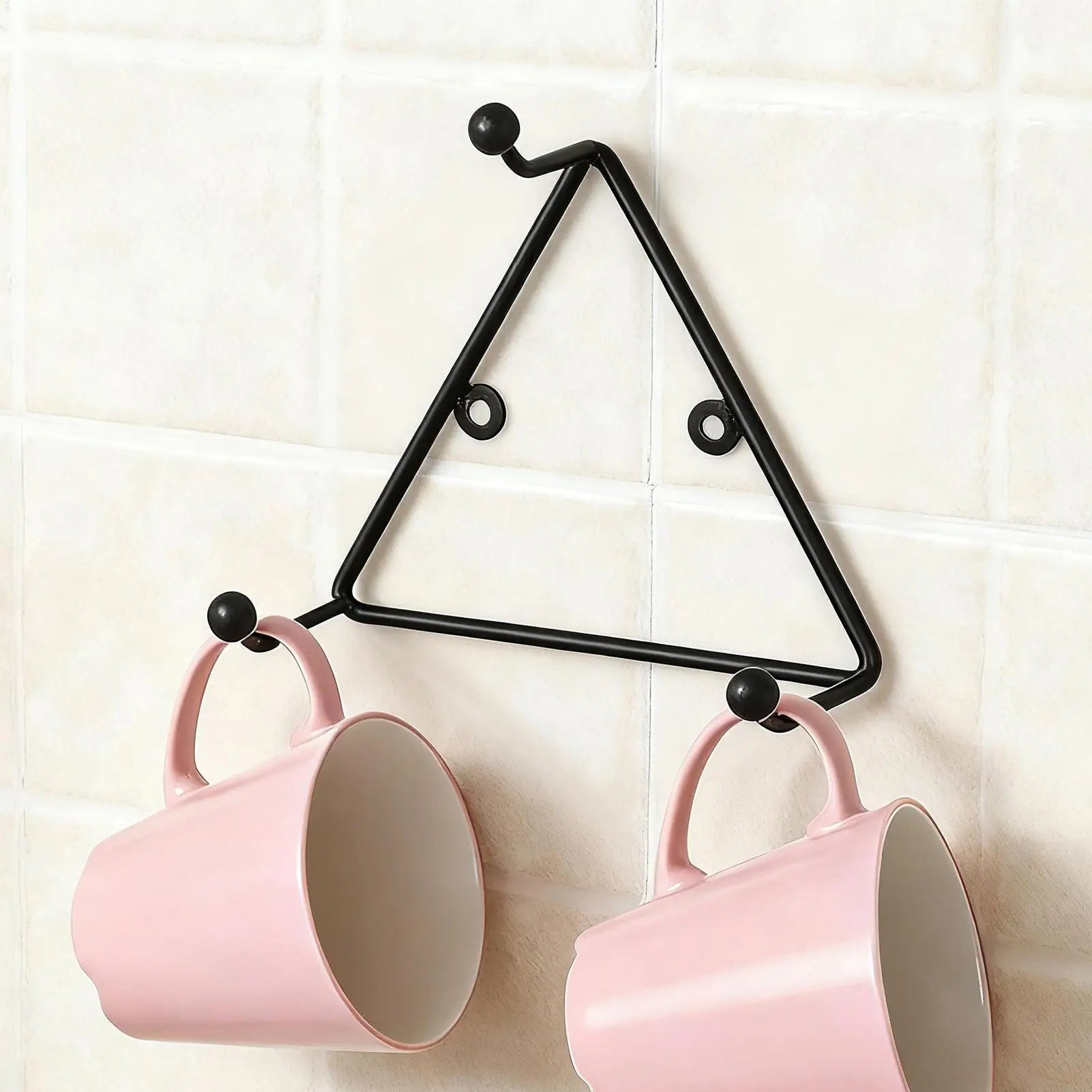 Coffee Mug Wall Rack Matte Metal Triangular Storage Holder Organizer
