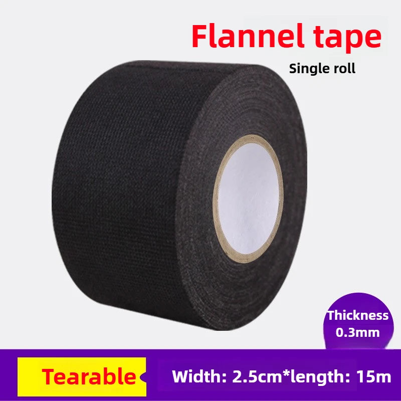 25MM*15M Auto Car Flannel Flannelette Adhesive Tape Wiring Harness Anti Rattle Self Adhesive Felt Tape Auto Repair Tools Zpaxo 25x15m