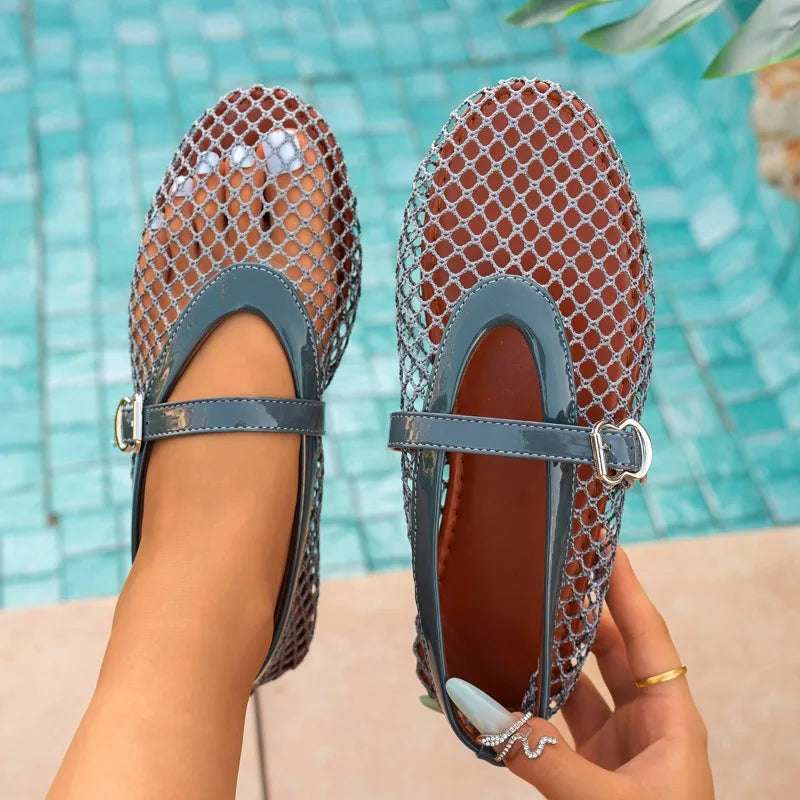 Women's Round Closed Toe Solid Comfortable Sandals Summer Women Mesh Zpaxo Dark Grey 36