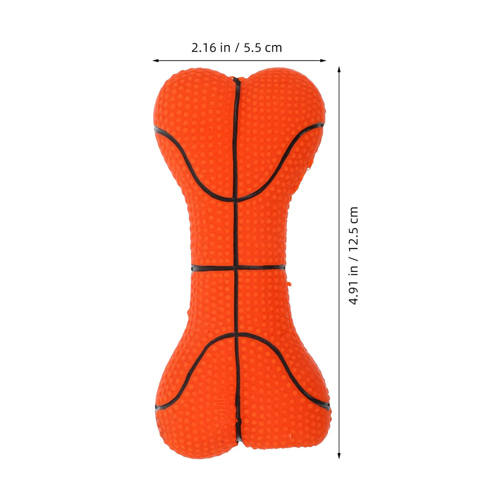 Latex Dog Chew Small Puppy Squeaky Bones Shaped Basketball